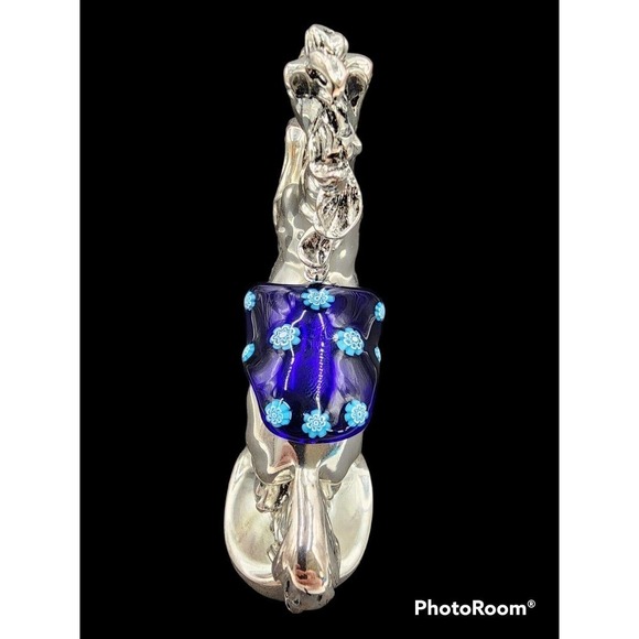 Ponte Vecchio Firenze Electro-Formed Silver Horse Glass Saddle Made in Italy - Picture 9 of 11